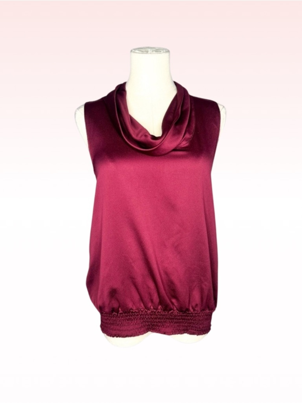 ANN TAYLOR Burgundy Satin Cowl Neck Top (Sz XS)